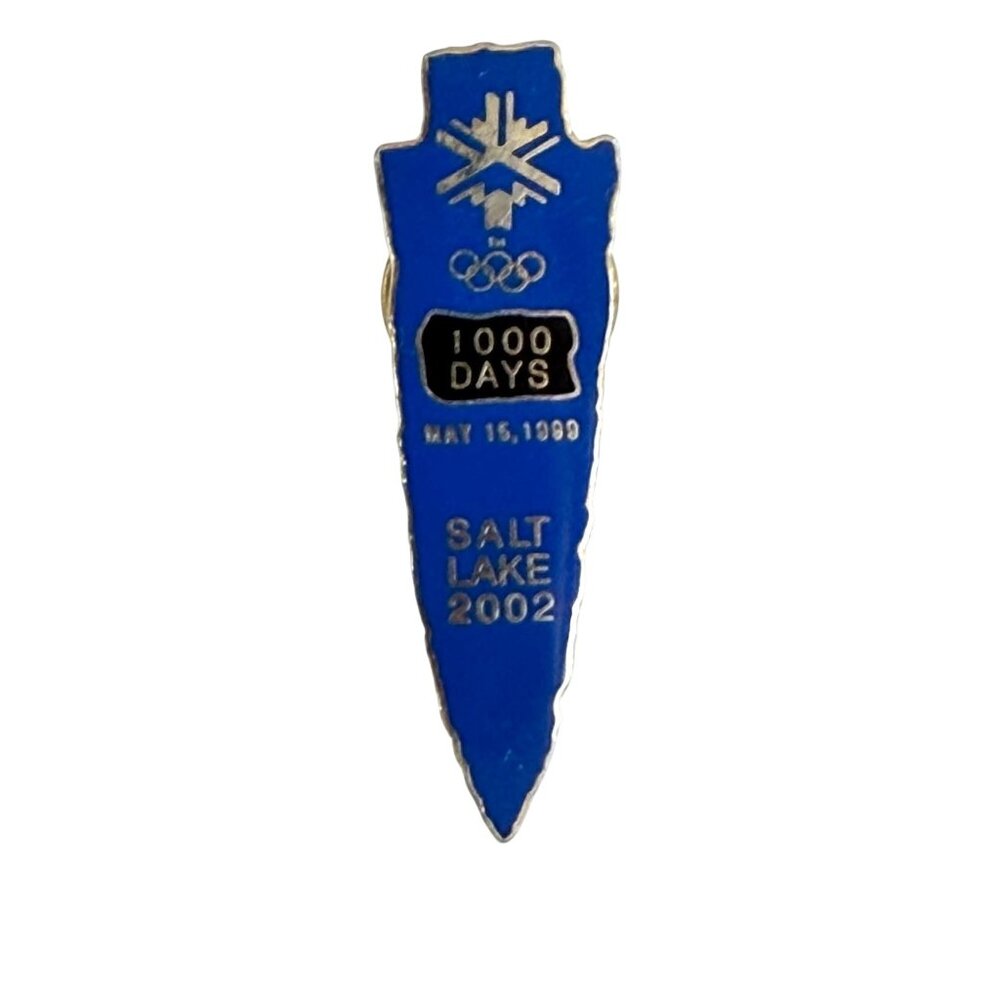 Salt Lake City 2002 Olympics Pin Blue Arrowhead 1000 Days Countdown May 16 1999